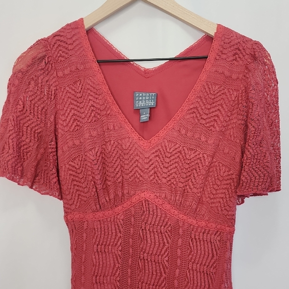 Rabbit Rabbit Rabbit Pink Lace Dress Size 4 - Picture 2 of 11